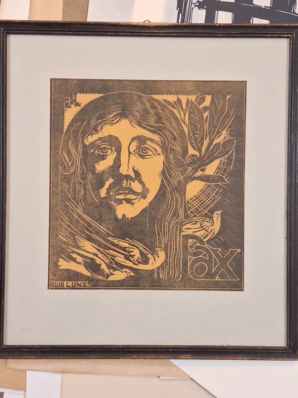 Art Deco Houtsnede van Huib Luns, Ophalen of Verzenden, Print, Prent, Gesigneerd