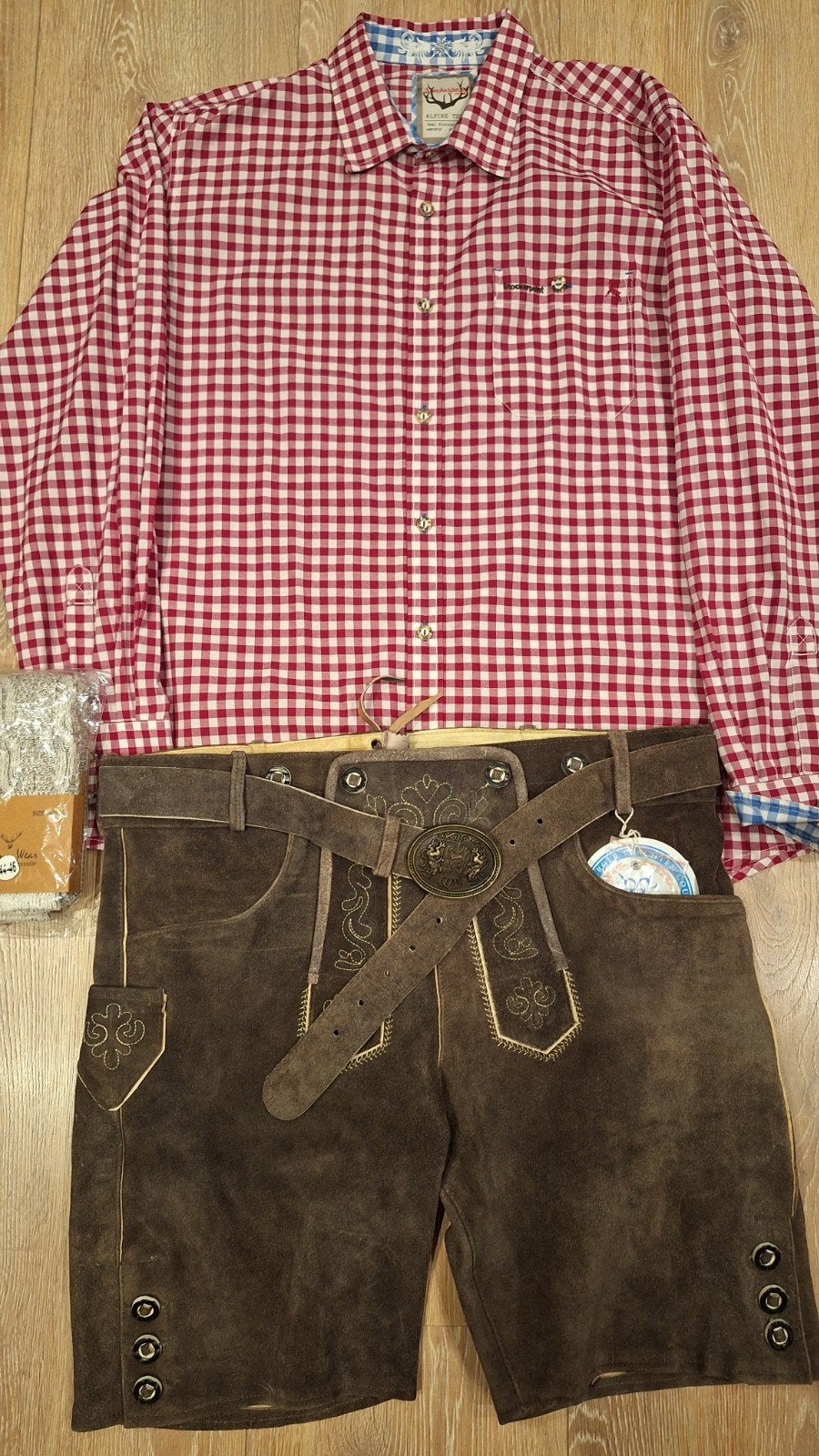 Lederhose 56 overhemd kousen oktoberfeest, Ophalen, Zo goed als nieuw, Maat 56/58 (XL)