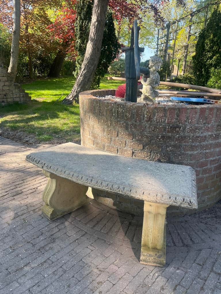 Decoratieve stenen tuinbank, Tuin en Terras, Tuinbanken, Gebruikt, Overige materialen, Ophalen