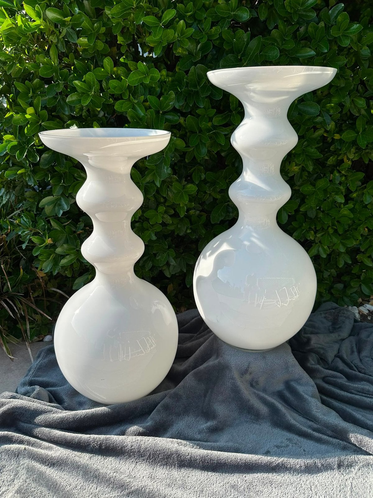 Set van 2 witte hoogglans design vazen - 60 cm hoog, Ophalen, Wit, 60 cm, Glas