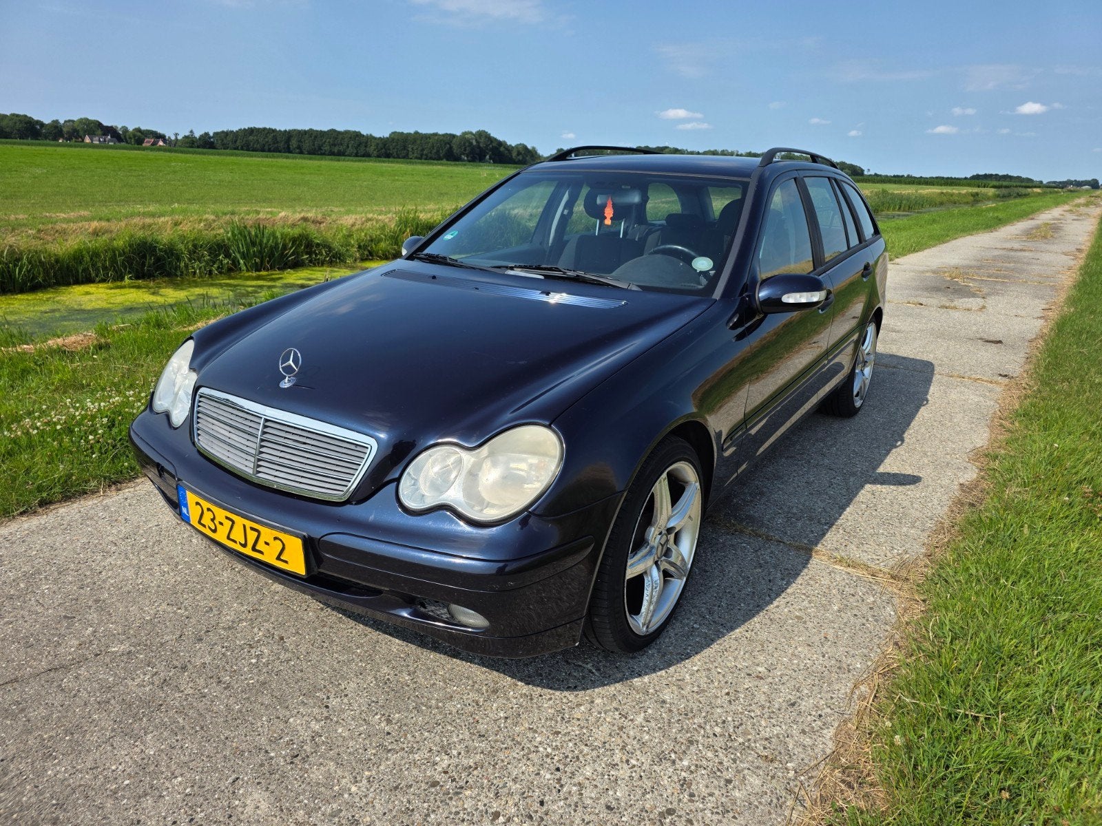 Mercedes-Benz C-Klasse 1.8 C200 Kompr Combi 2003 Blauw, Auto's, Achterwielaandrijving, Zwart, 4 cilinders, Blauw