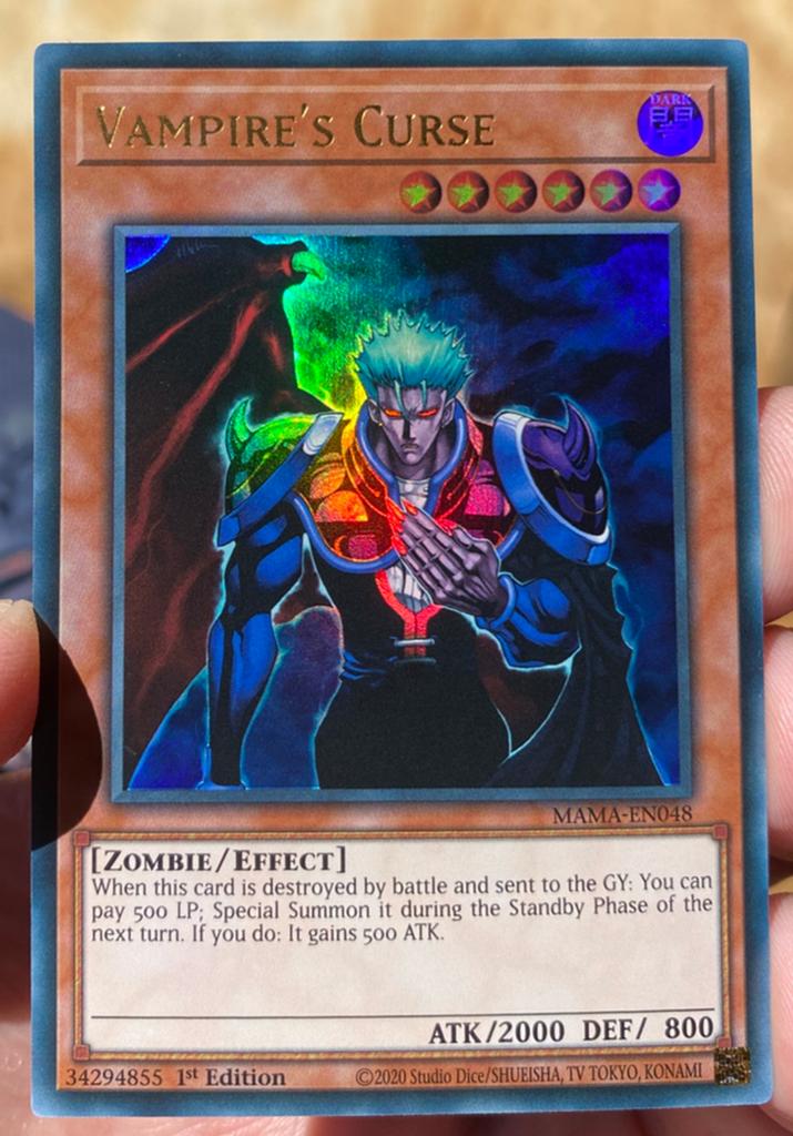 Yu-Gi-Oh! Vampire’s Curse MAMA 1st Edition !, Ophalen of Verzenden, Zo goed als nieuw, Losse kaart, Foil