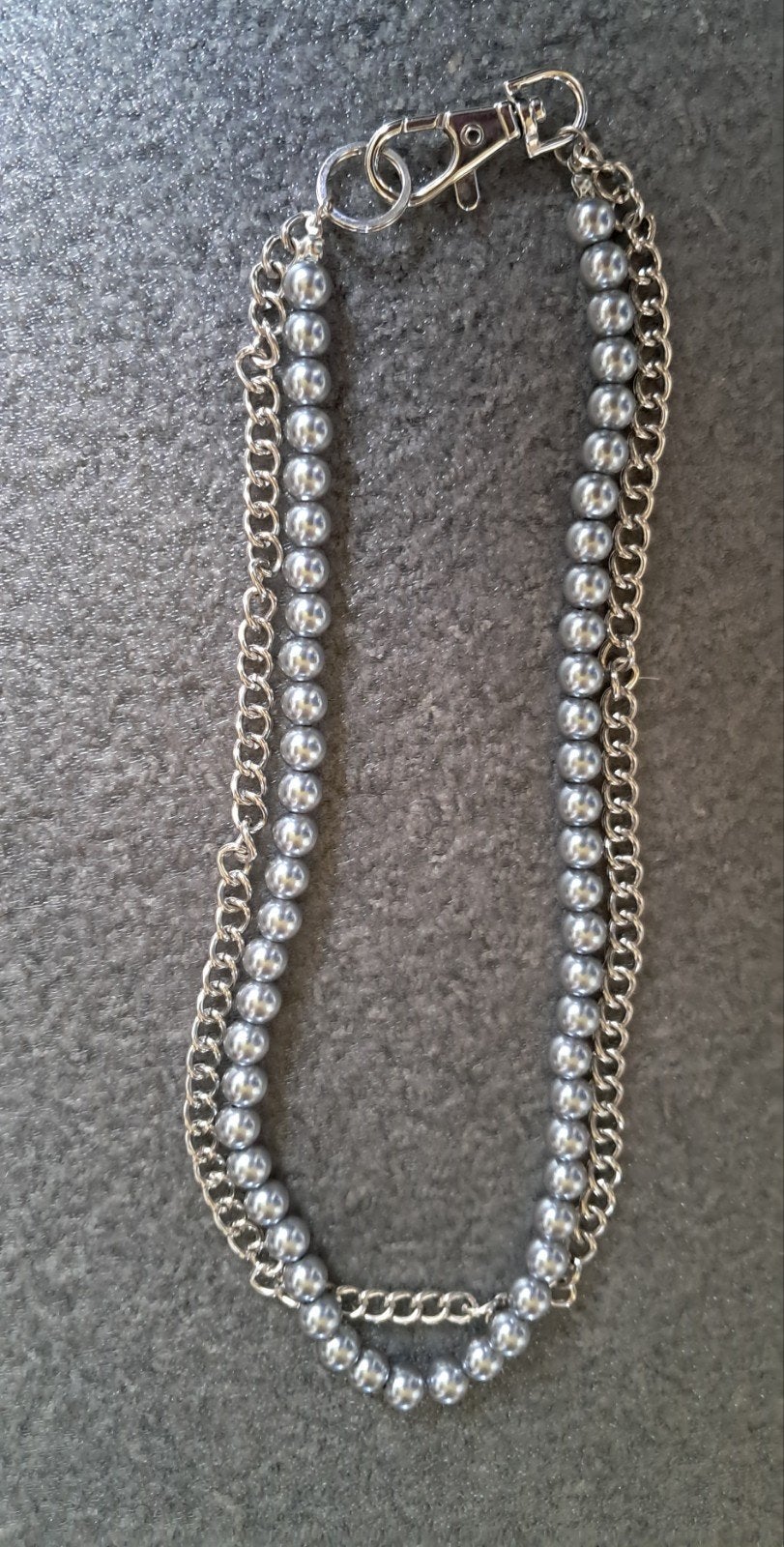 Dubbele ketting., Ophalen of Verzenden, Zo goed als nieuw, Grijs, Overige materialen