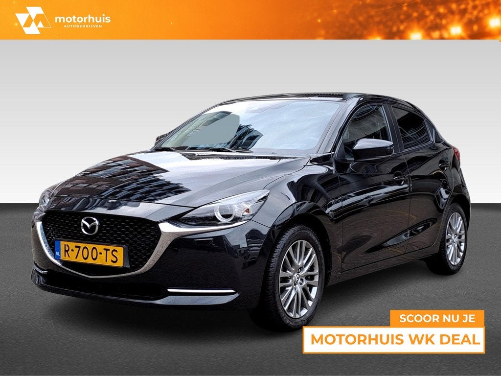 Mazda 2 1.5 SKYACTIV-G 90PK LUXURY NAVI CAMERA HUD LED ECC N, Auto's, Mazda, Bedrijf, Te koop, Apple Carplay, Dodehoekdetectie