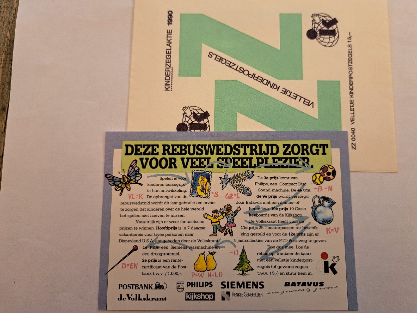 Kinderzegelaktie 1990 Rebuswedstrijd, Ophalen of Verzenden, Na 1940, Postfris