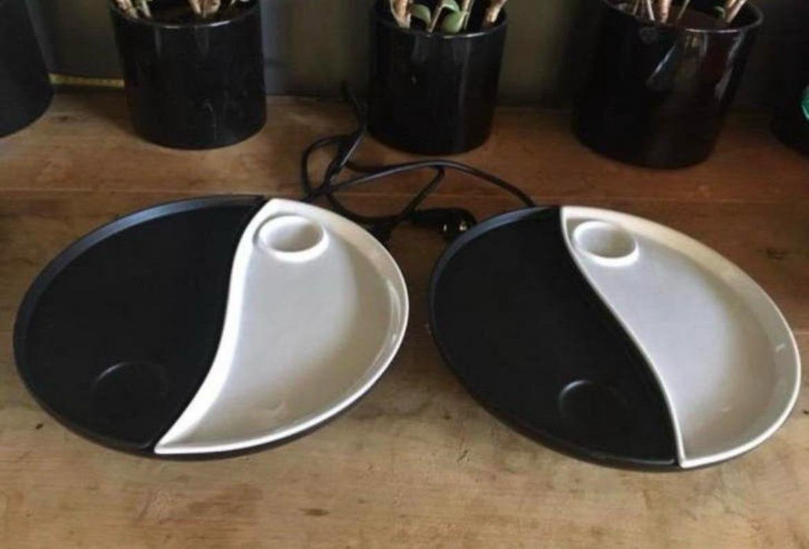 Elektrische gourmetset met 2 borden - 29cm, Ophalen of Verzenden, Zo goed als nieuw