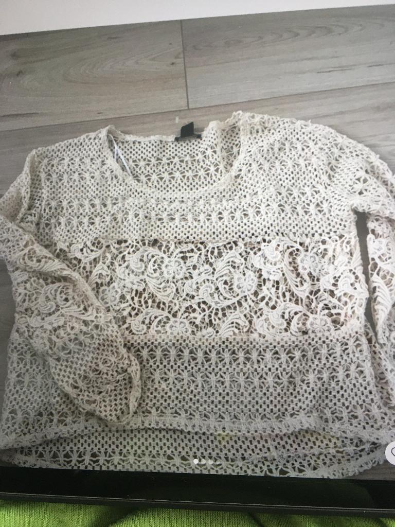Mooi gehaakt truitje h&m maat L, H&M, Verzenden, Beige, Maat 42/44 (L)