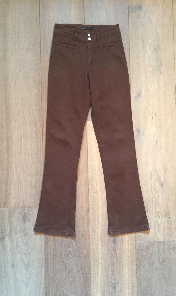 Bruine lange broek wijde pijpen en hoge taille; maat 164, Broek, Meisje, Ophalen of Verzenden, Zo goed als nieuw