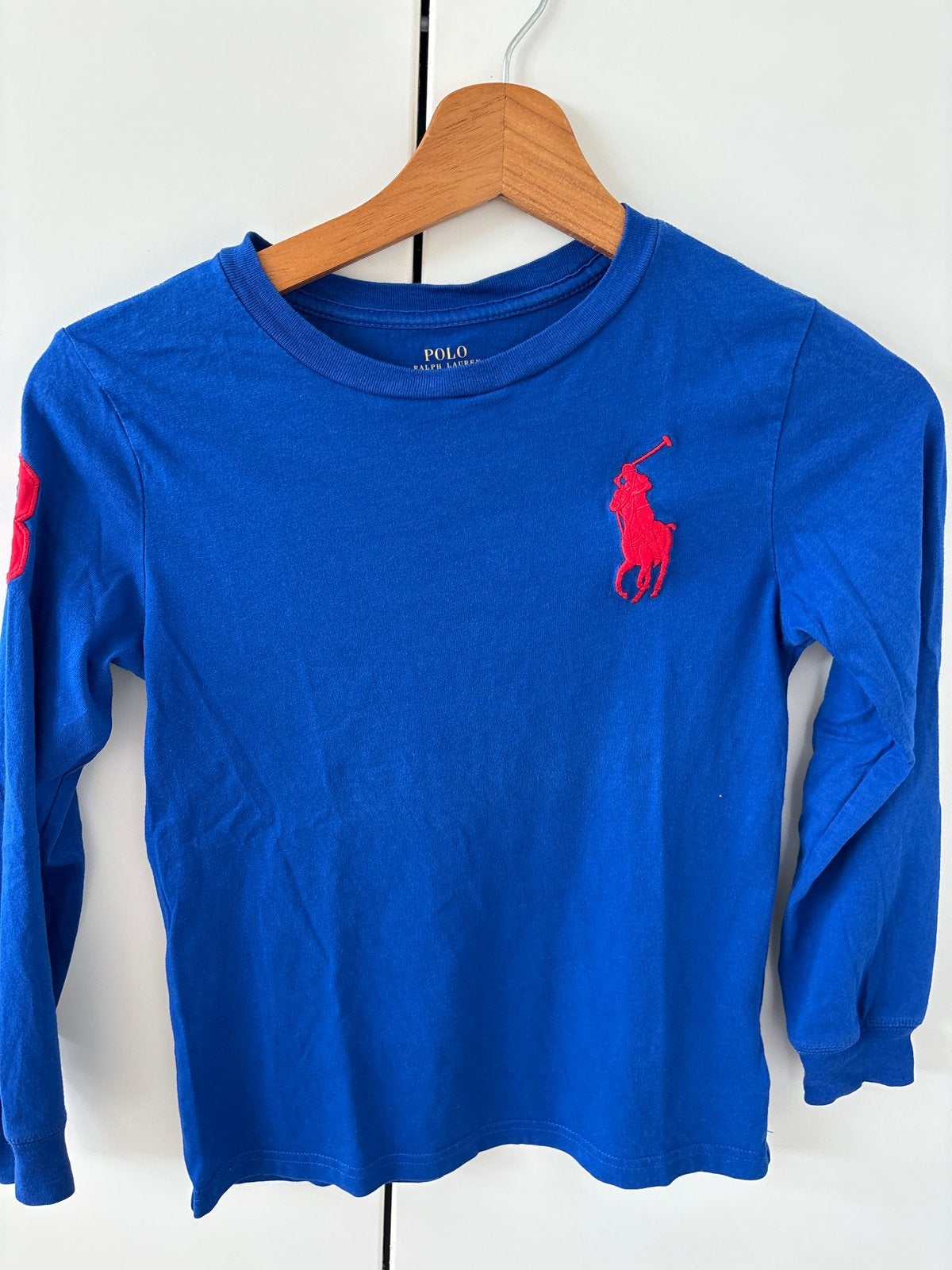 Polo Ralph Lauren T-shirt Blauw Maat 7 (130), Ophalen of Verzenden, Gebruikt, Jongen