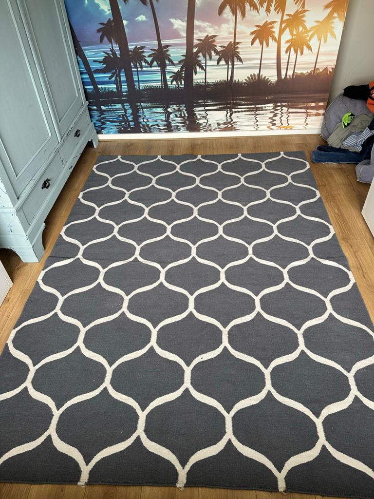 IKEA Stockholm 2017 Vloerkleed - Grijs/Wit, 170x240 cm, Ophalen, Gebruikt, 150 tot 200 cm, 200 cm of meer