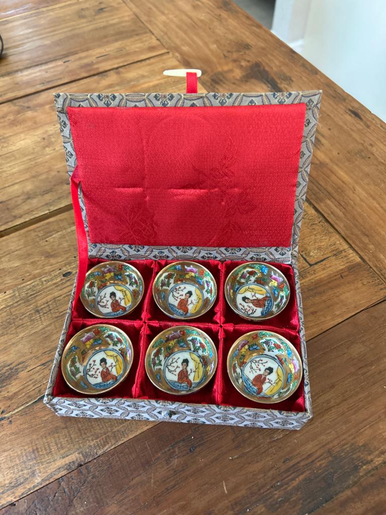Set van 6 sake kommetjes in doos, Ophalen of Verzenden