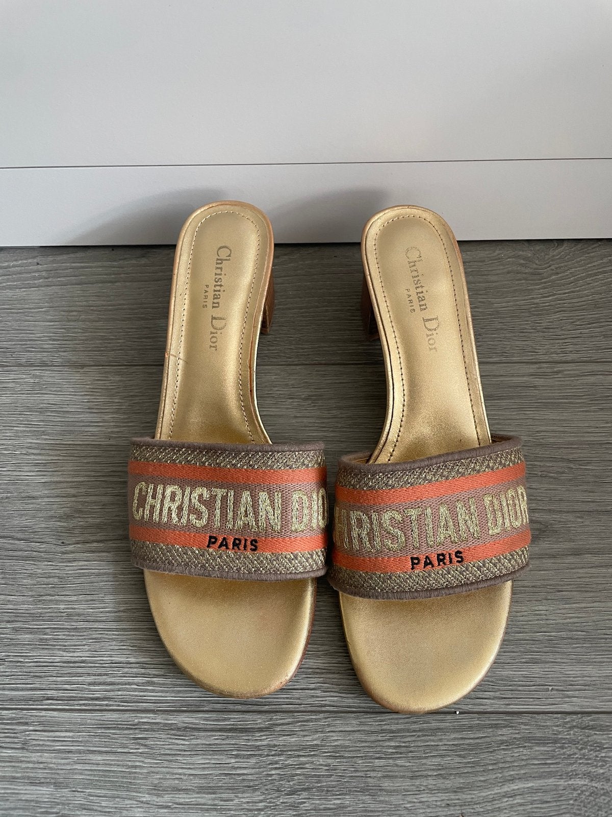 Chris Dior dames sandalen muiltjes met hak mt 42, Oranje, Zo goed als nieuw, Sandalen of Muiltjes, Ophalen of Verzenden