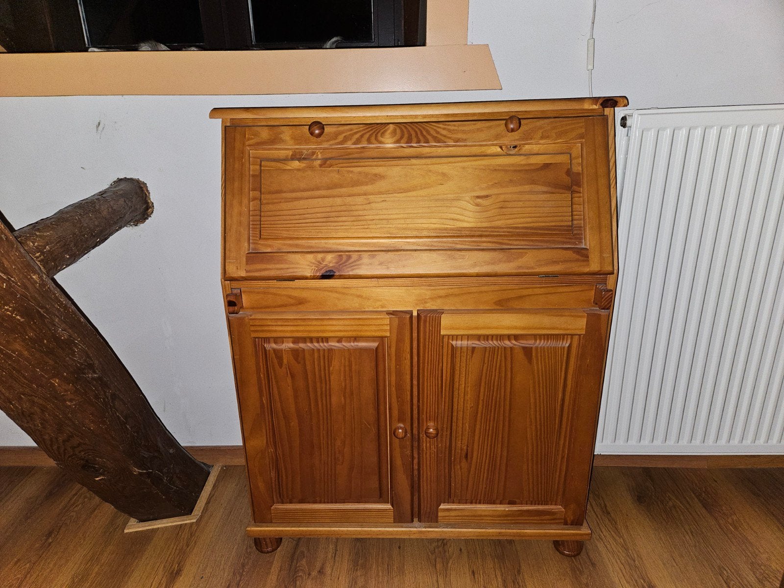 Grenen secretaire met opklapbaar blad en lades, Huis en Inrichting, Ophalen, Gebruikt, Landelijk