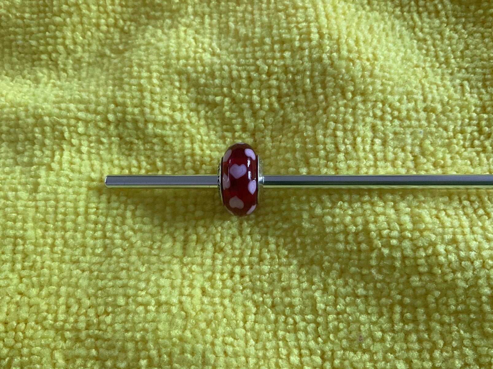 Pandora Bedel met Glas Hartjes, Ophalen of Verzenden, Zo goed als nieuw, Zilver, Pandora