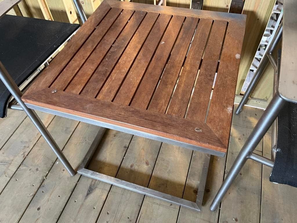 Nieuwe 3-delige tuinset: RVS met hardhout, Tuin en Terras, Tuinsets en Loungesets, Nieuw, Rvs, Stoel, Tuinset