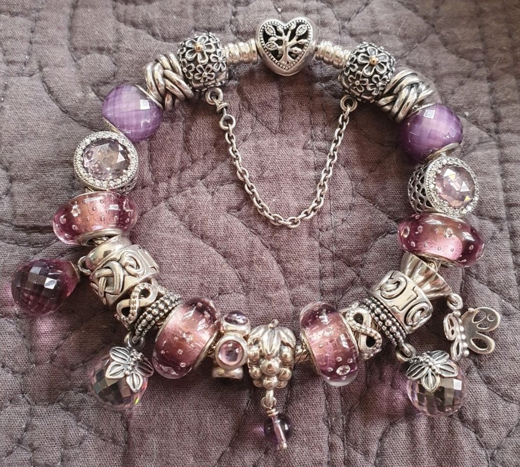 Pandora Murano Facet 'Purple Fascinating Beauty', Sieraden, Tassen en Uiterlijk, Bedels, Glas of Kristal, Pandora, Ophalen of Verzenden