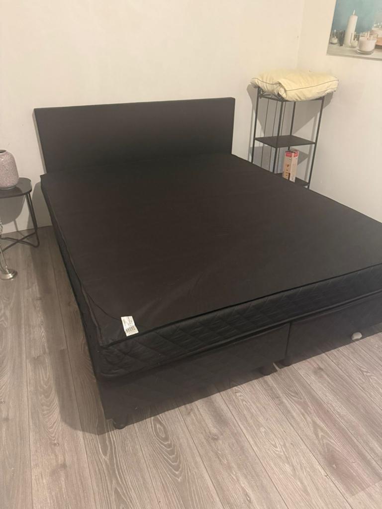 Boxspring 160x200 Antraciet - Zo goed als nieuw, Ophalen, Tweepersoons, Zo goed als nieuw, 200 cm