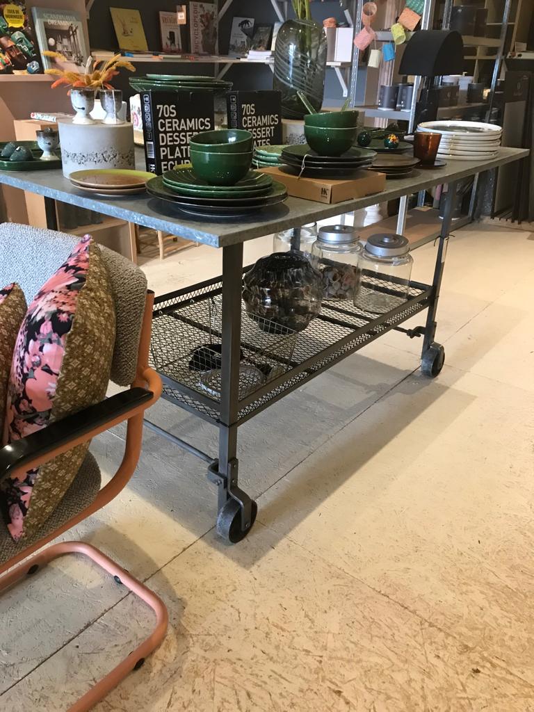 Tafel, Huis en Inrichting, Tafels | Eettafels, Ophalen, Gebruikt, 50 tot 100 cm, Metaal
