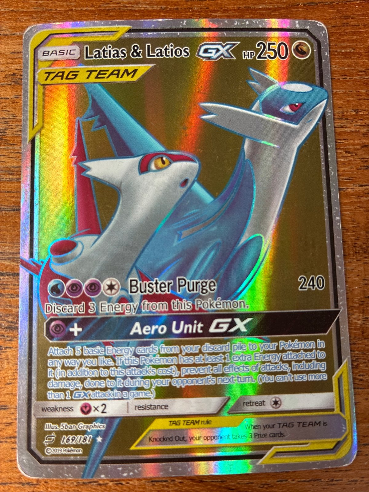 Pokémon Kaart Latias & Latios GX TAG TEAM 169/181, Ophalen of Verzenden, Gebruikt, Losse kaart, Foil