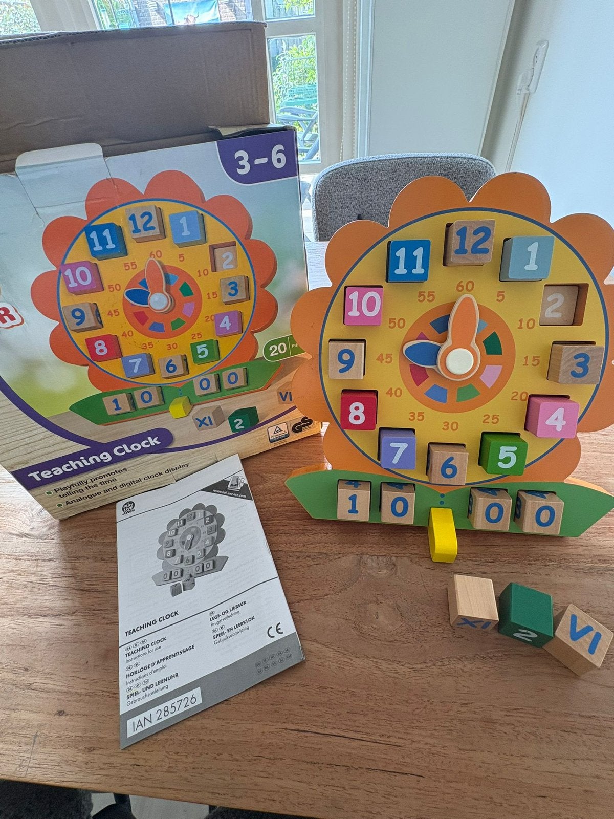 Houten klok om tijd te leren als nieuw, Ophalen, Zo goed als nieuw