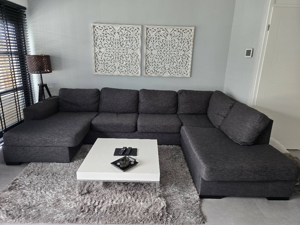 HoekBank antraciet, Huis en Inrichting, Ophalen, Gebruikt, 125 tot 150 cm, Hoekbank
