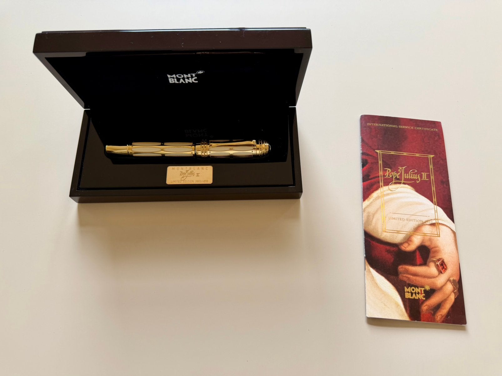 Montblanc Pope Julius II 4810 – nr. 3865 – eerste eigenaar, Ophalen of Verzenden, Vulpen, Mont Blanc, Met reclame