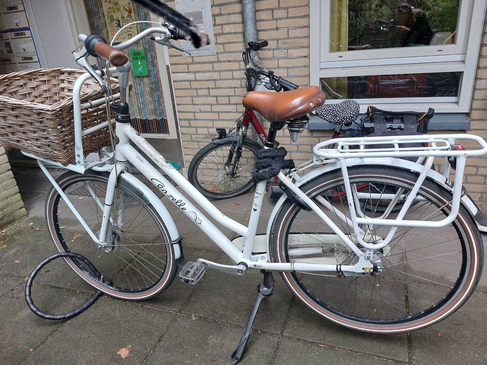 Gazelle Damesfiets met Mand - Wit, Fietsen en Brommers, Fietsen | Dames | Damesfietsen, Terugtraprem, Gebruikt, Versnellingen