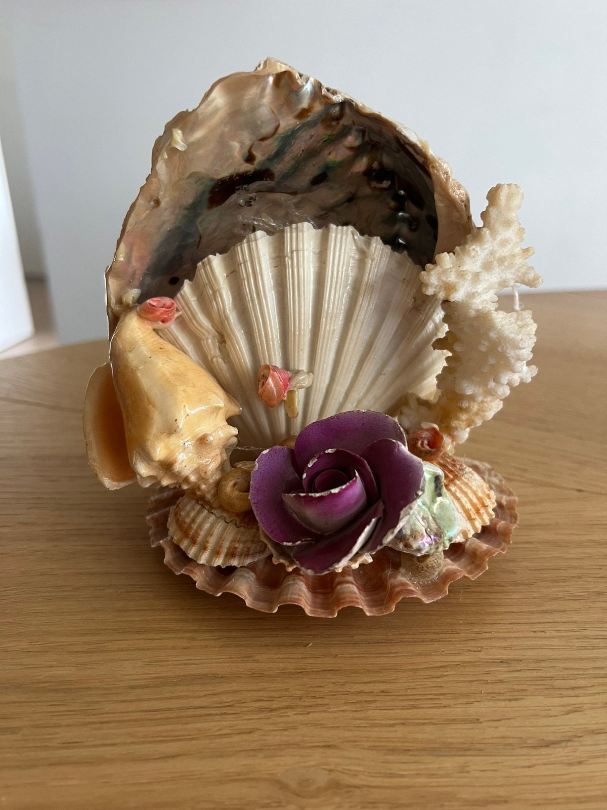 Vintage schelp ornament kunstwerk, Ophalen of Verzenden
