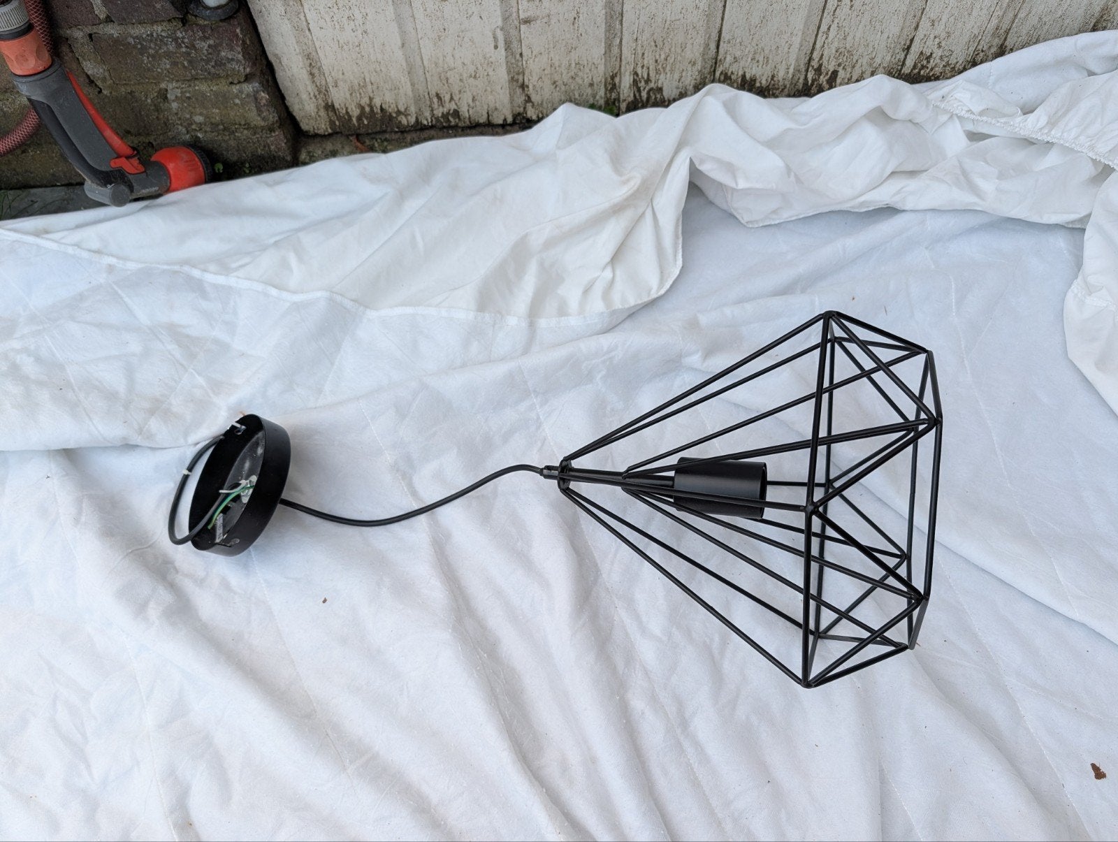 Zwarte Draadframe Hanglamp - Geometrisch Design, Gebruikt, Metaal, Modern, Geometrisch, Industrieel, E27 (groot)
