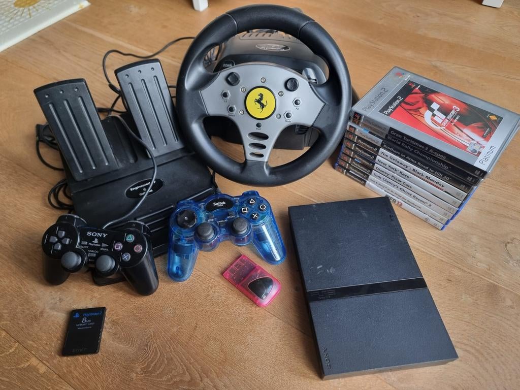 Playstation 2 Slim | Racebundel | Speelklaar, Ophalen of Verzenden, Zo goed als nieuw, Met 2 controllers