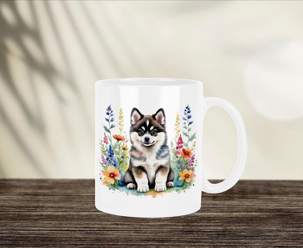 Pomsky Aquarel mok, Verzenden, Nieuw, Overige stijlen, Kop(pen) en/of Schotel(s)