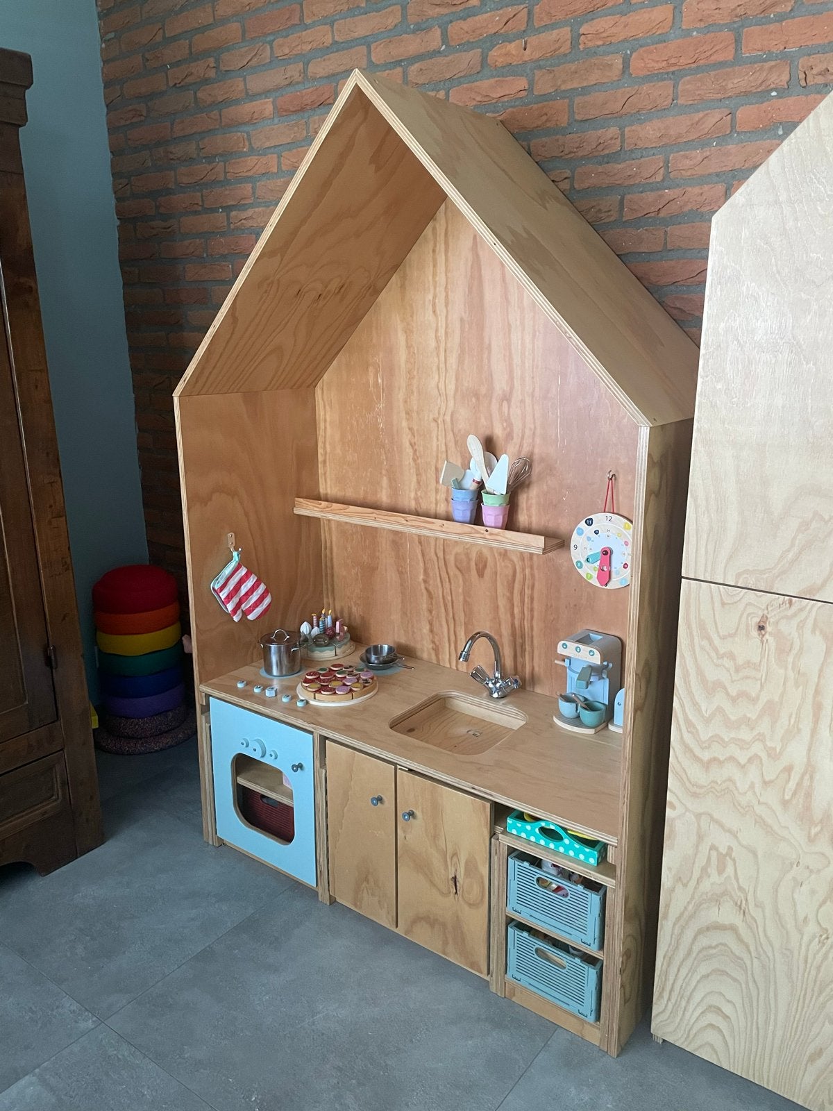 TEAB Robuust houten kinderkeukentje met accessoires, Ophalen, Gebruikt, Hout, Speelkeuken