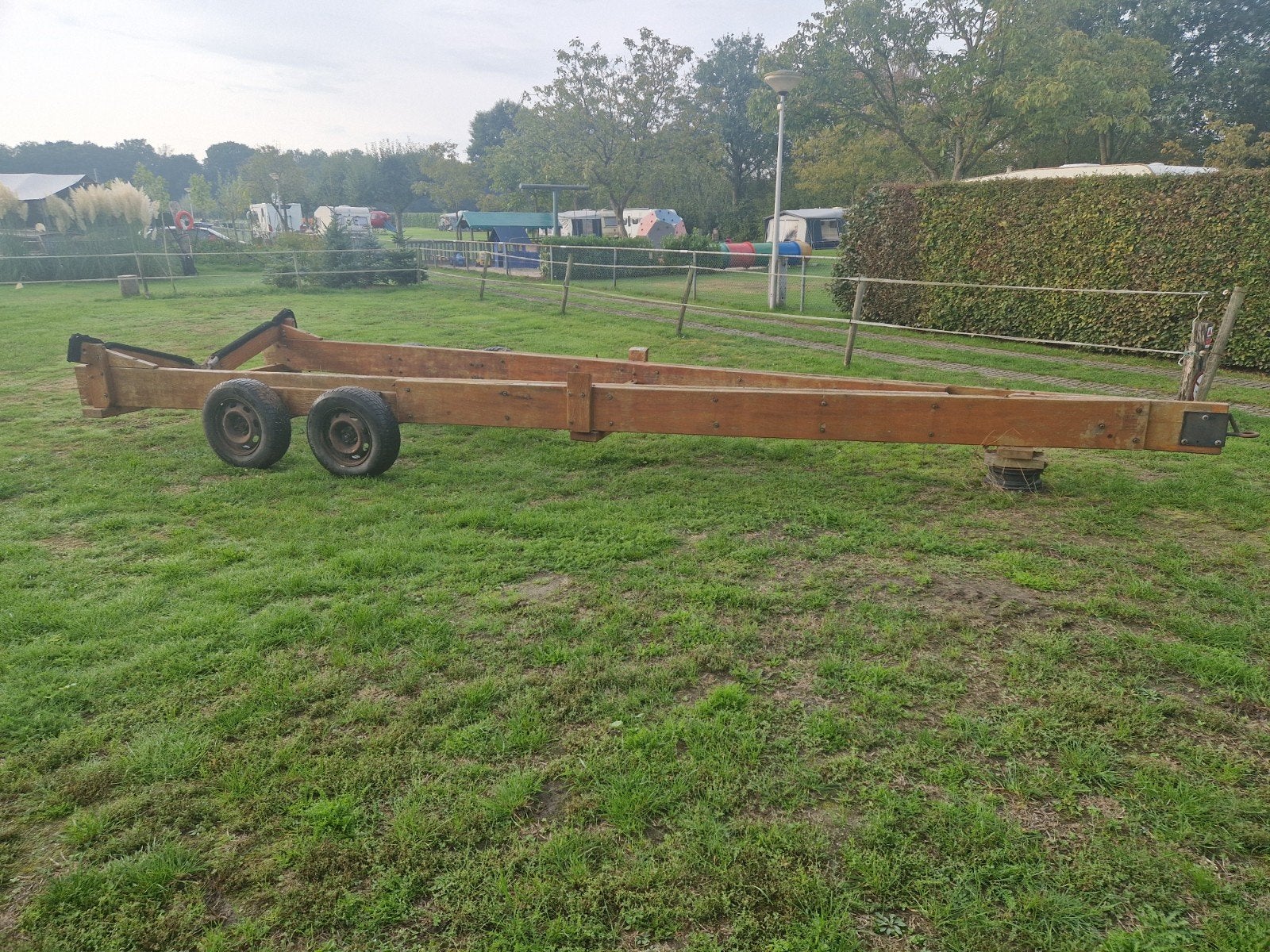 boottrailer/tiny house onderstel van hardhout.., Watersport en Boten, Ophalen, 6 tot 9 meter, Overige typen, Zo goed als nieuw
