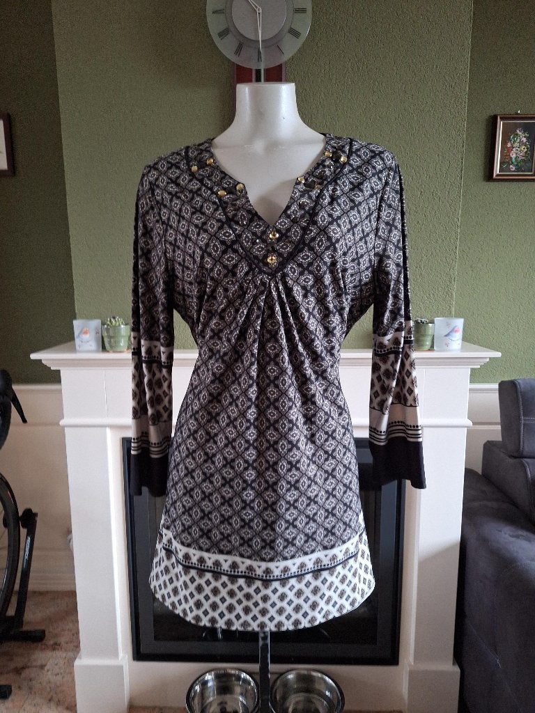 K-design K Design grijs zwarte jurk XXL, Kleding | Dames, Jurken, K-design, Verzenden, Zwart, Maat 46/48 (XL) of groter