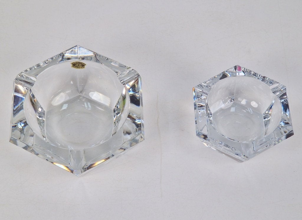 Set vintage Val saint lambert kristal asbak Mid-century ‘60, Nieuw, Ophalen of Verzenden, Asbak