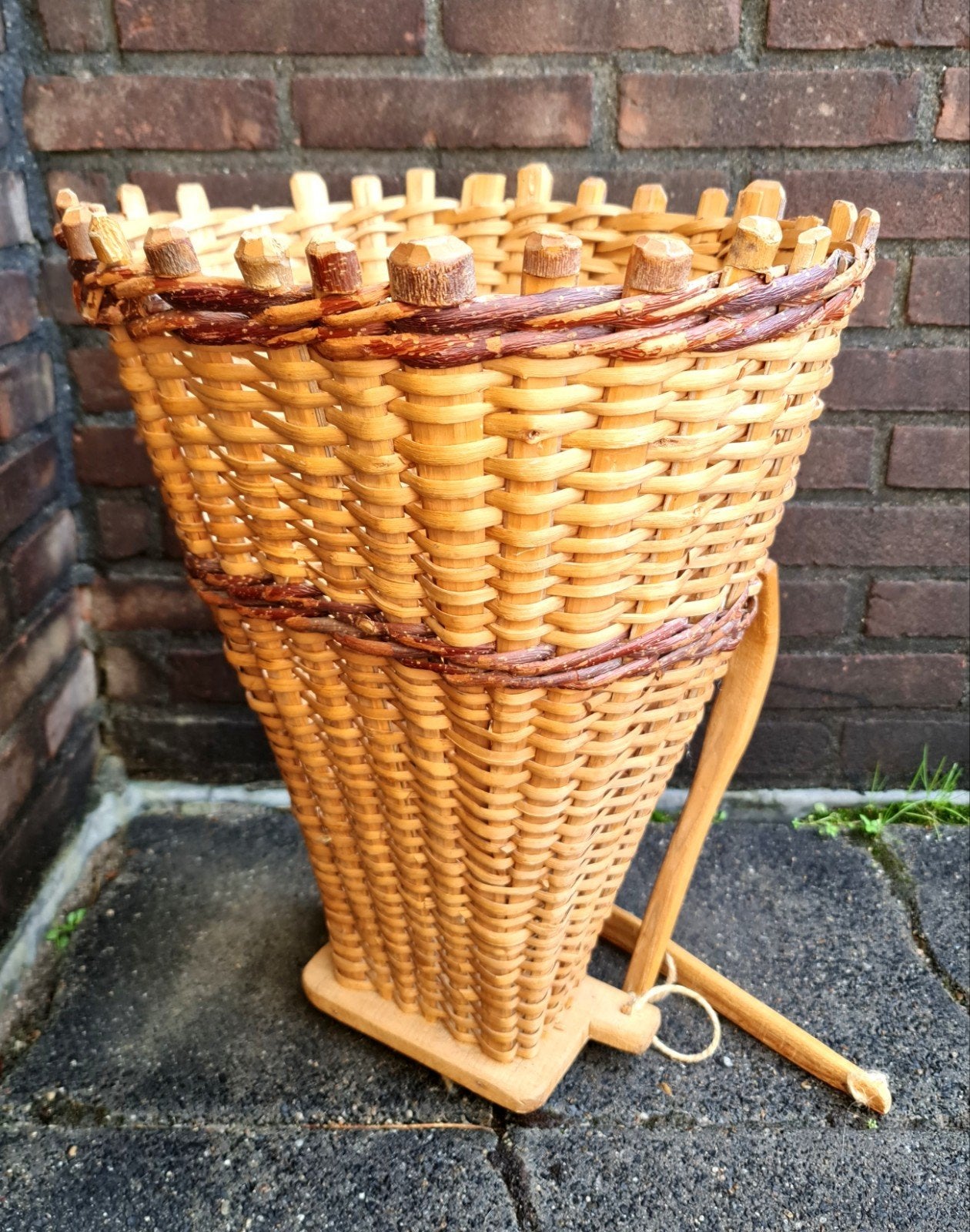 Druivenmand plukmand fruitmand authentiek riet gevlochten, Ophalen, Gebruikt, Gevlochten, Mand