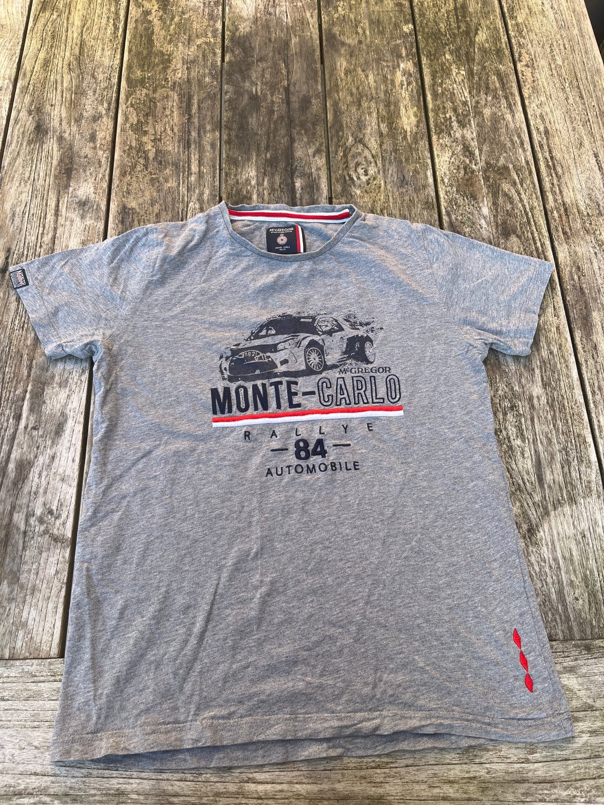 Grijs T-shirt met Monte Carlo Rally print - Maat 176 (16Y), Ophalen of Verzenden, Gebruikt, Jongen, Shirt of Longsleeve