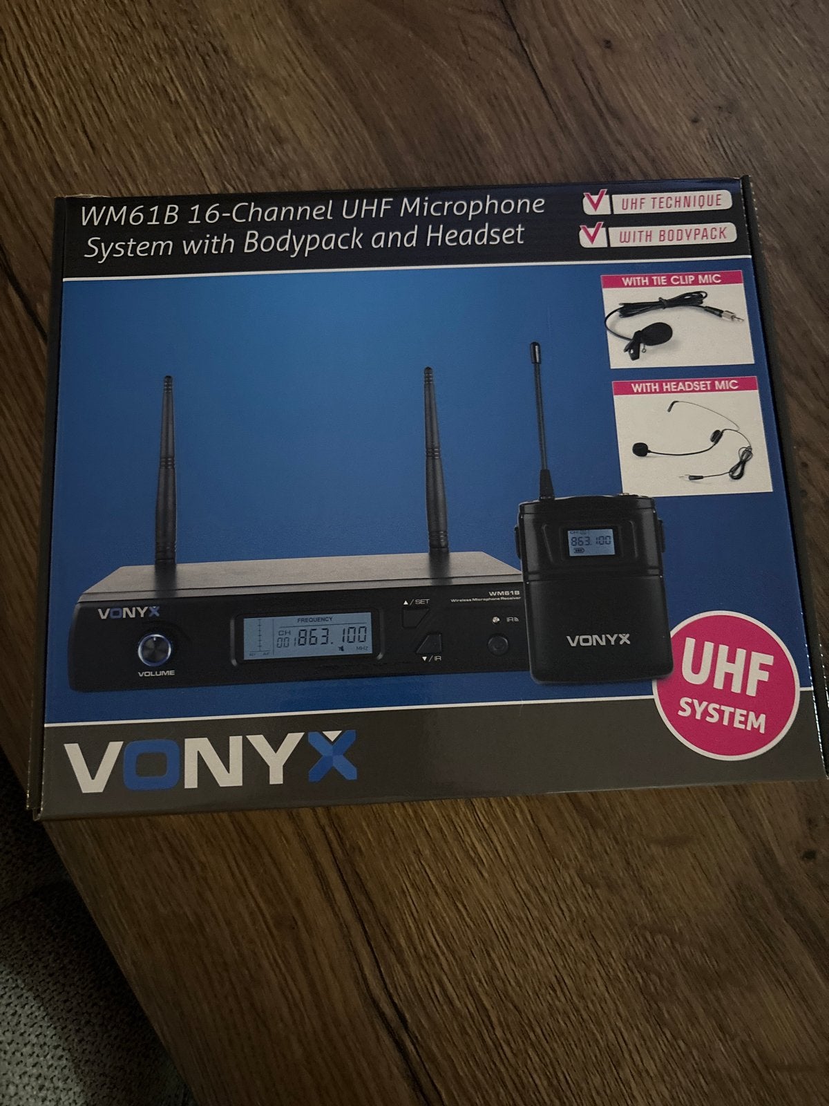 Vonyx WM61B Draadloos UHF Microfoonsysteem met Headset, Ophalen, Nieuw, Zangmicrofoon, Draadloos