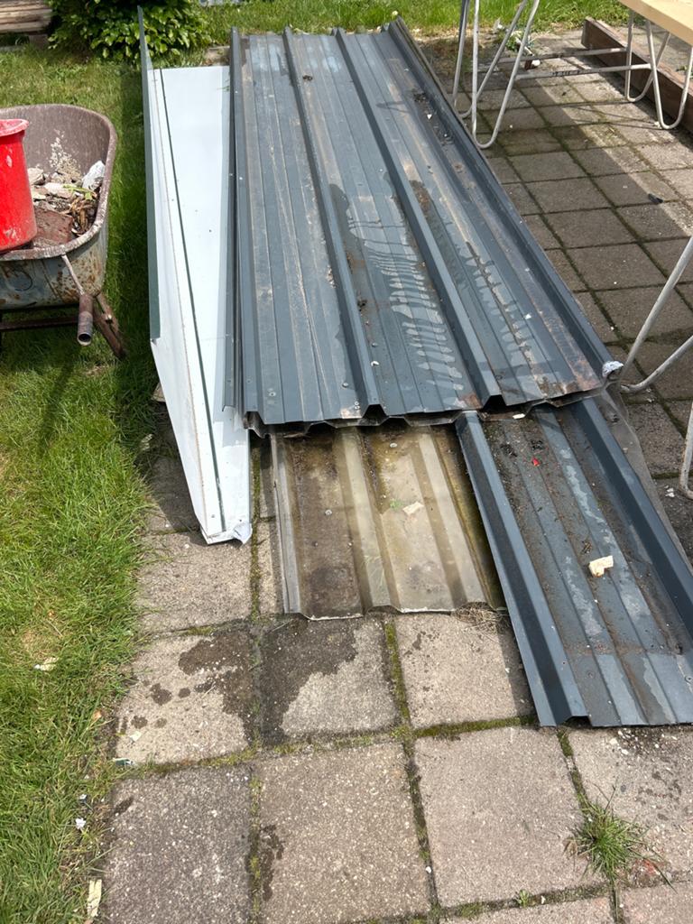 Gebruikte metalen dakplaten - damwand, Metaal, Grijs, Ophalen, Dakplaat of Dakpanplaat