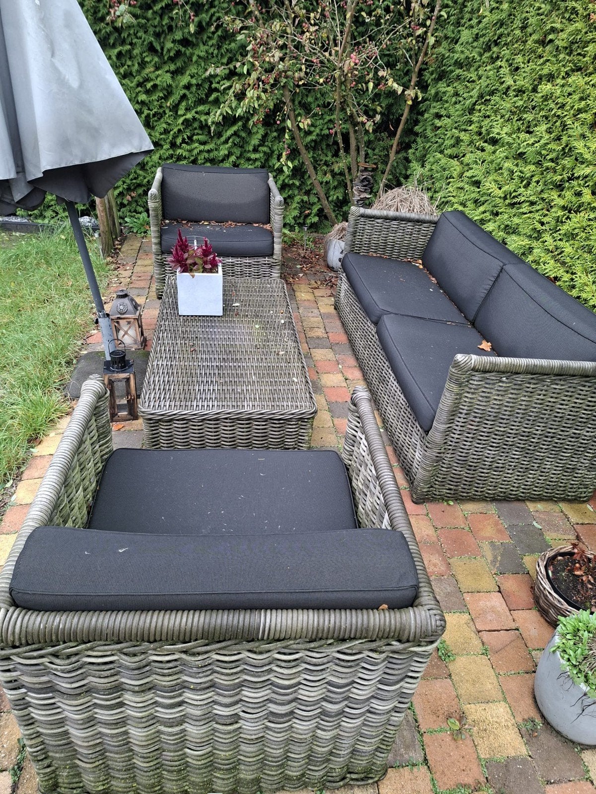 Luxe Applebee loungeset met tafel, bank en 2 stoelen, Tuin en Terras, Ophalen, 4 zitplaatsen, Gebruikt, Bank