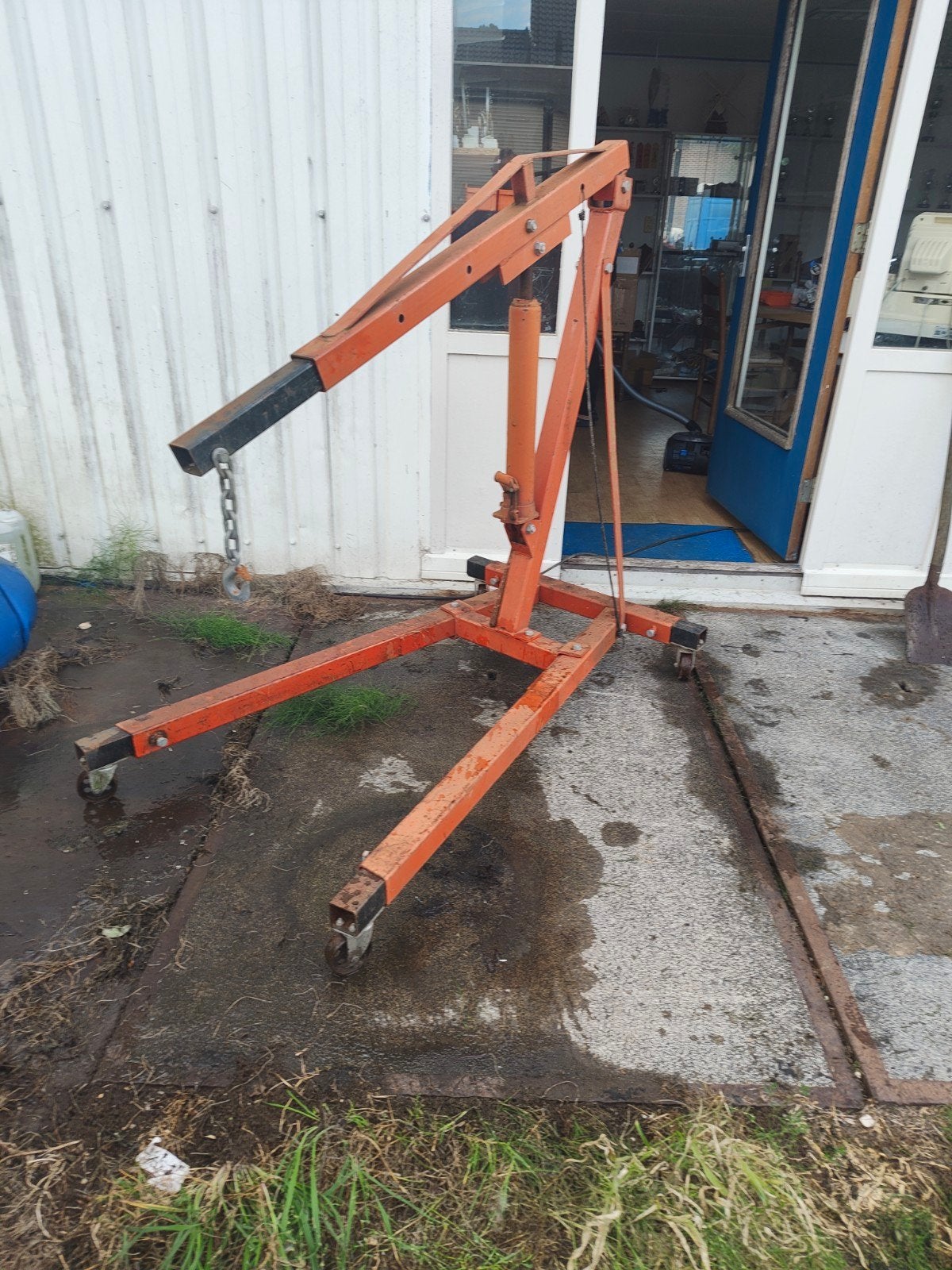 Oranje motortakel/werkplaatskraan - 2 ton, Ophalen