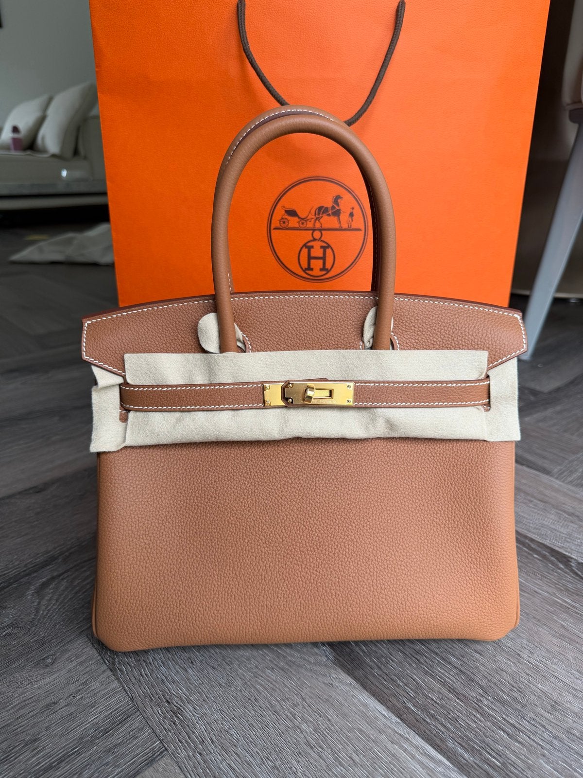 Hermes birkin 30 gold golden hardware, Sieraden, Tassen en Uiterlijk, Tassen | Damestassen, Ophalen of Verzenden