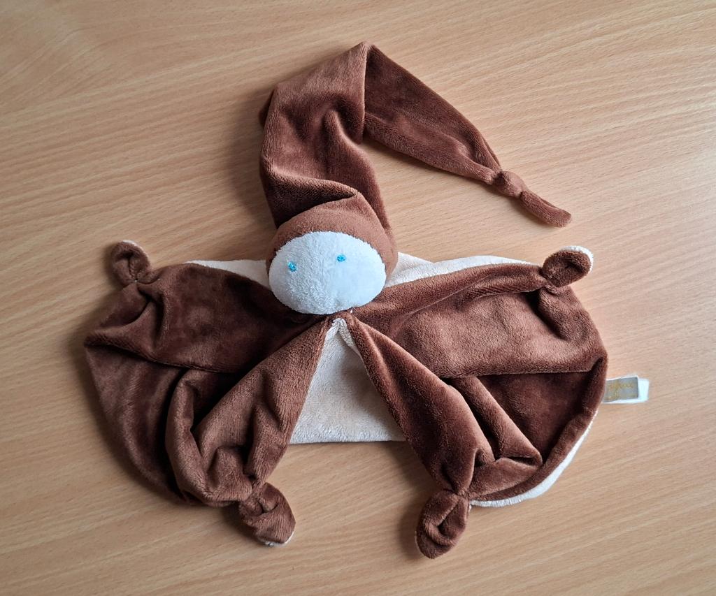 Knuffeldoekje, Knuffel, Spook Difrax Groot Model Bruin Beige, Ophalen of Verzenden, Zo goed als nieuw, Wasbaar, Knuffeldoekje