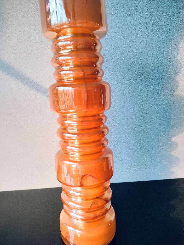 Vaas Glas Colmore Geaderd Amber Oranje 2000, Ophalen of Verzenden
