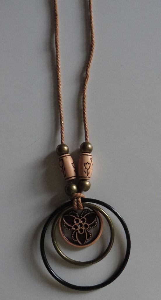 Ketting met houten kralen, Ophalen, Bruin, Zo goed als nieuw, Overige materialen