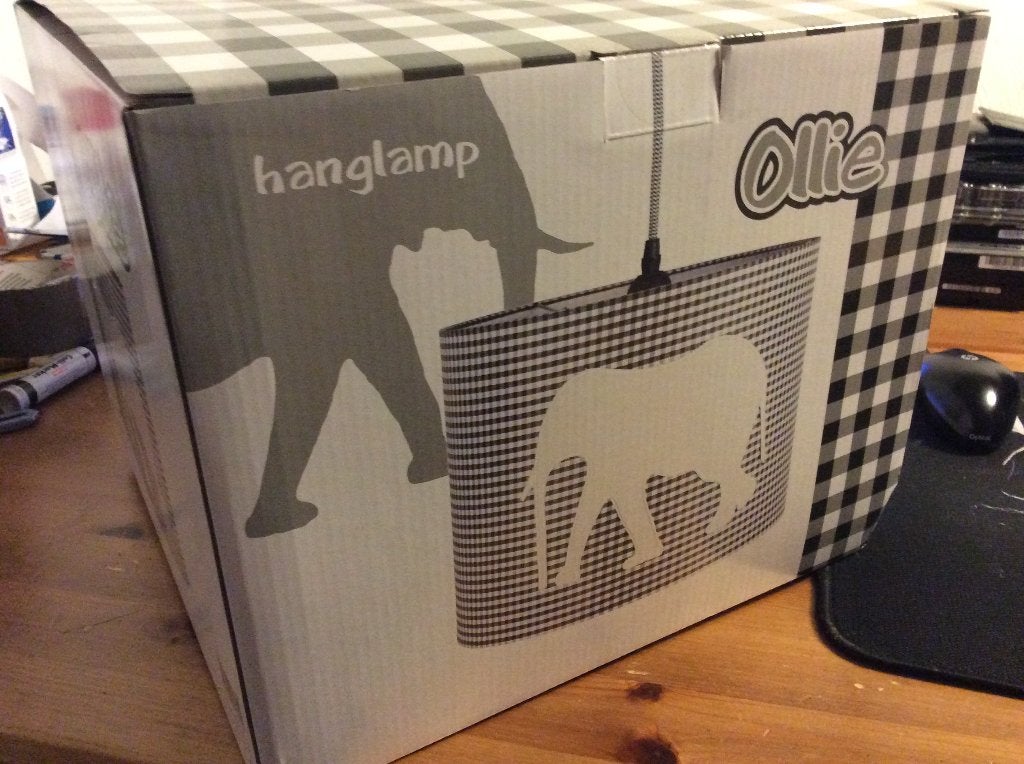 Ronde hanglamp Ollie olifant zwart-wit ruitjespatroon. nieuw, Ophalen of Verzenden, Nieuw