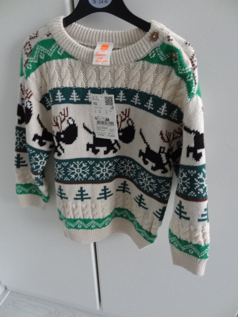 Trui met Takkie in groen/ecru maat 92 - Hema - Nieuw, Jongen of Meisje, Trui of Vest, Nieuw, Ophalen of Verzenden