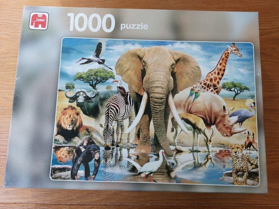 Jumbo Legpuzzel 1000 stukjes - Dieren uit Kenia, Ophalen of Verzenden, 500 t/m 1500 stukjes, Zo goed als nieuw, Legpuzzel