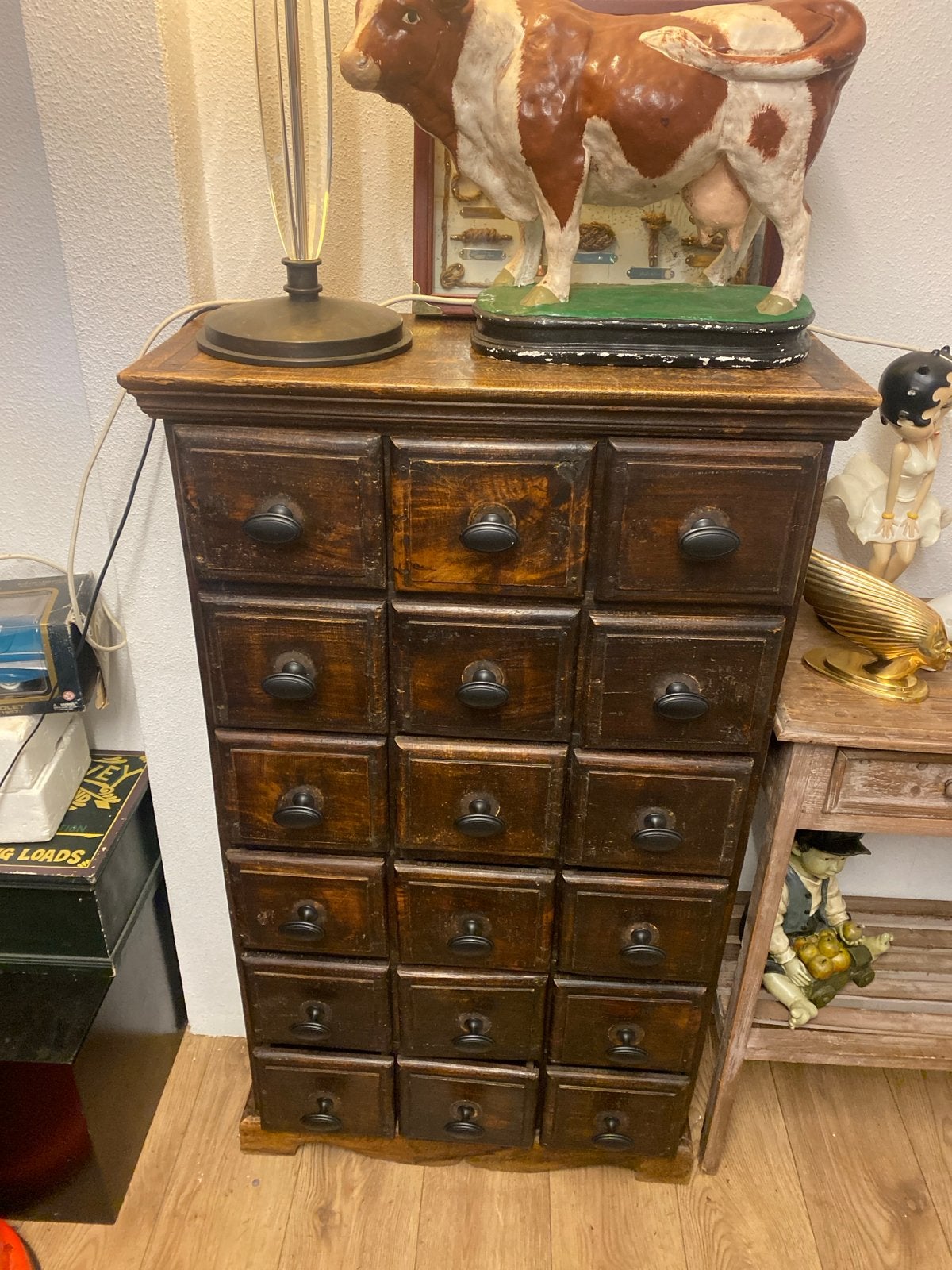Antieke apothekerskast met 20 laden, Ophalen of Verzenden