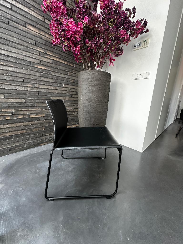 Matteo Grassi Tweety stoel Zwart leder € 99,-, Huis en Inrichting, Stoelen, Ophalen, Zwart, High-end Furniture, Zo goed als nieuw